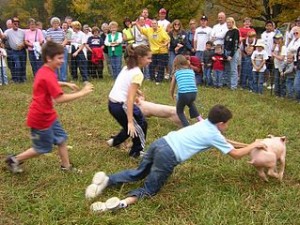 Houston, Indiana Greased Pig Contest, October, 2004